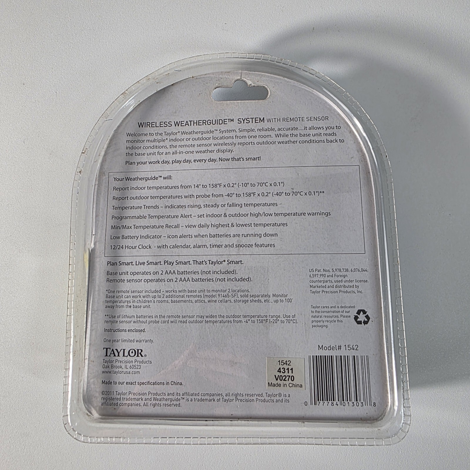 Taylor Wireless Indoor/Outdoor Thermometer with Programmable Temperature Alert