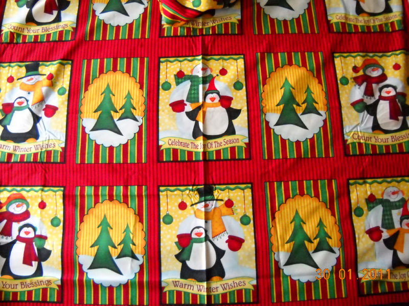 Fabric Material Quilt Craft 2 Yards  Snowmen and Penguins New Flat Quarters