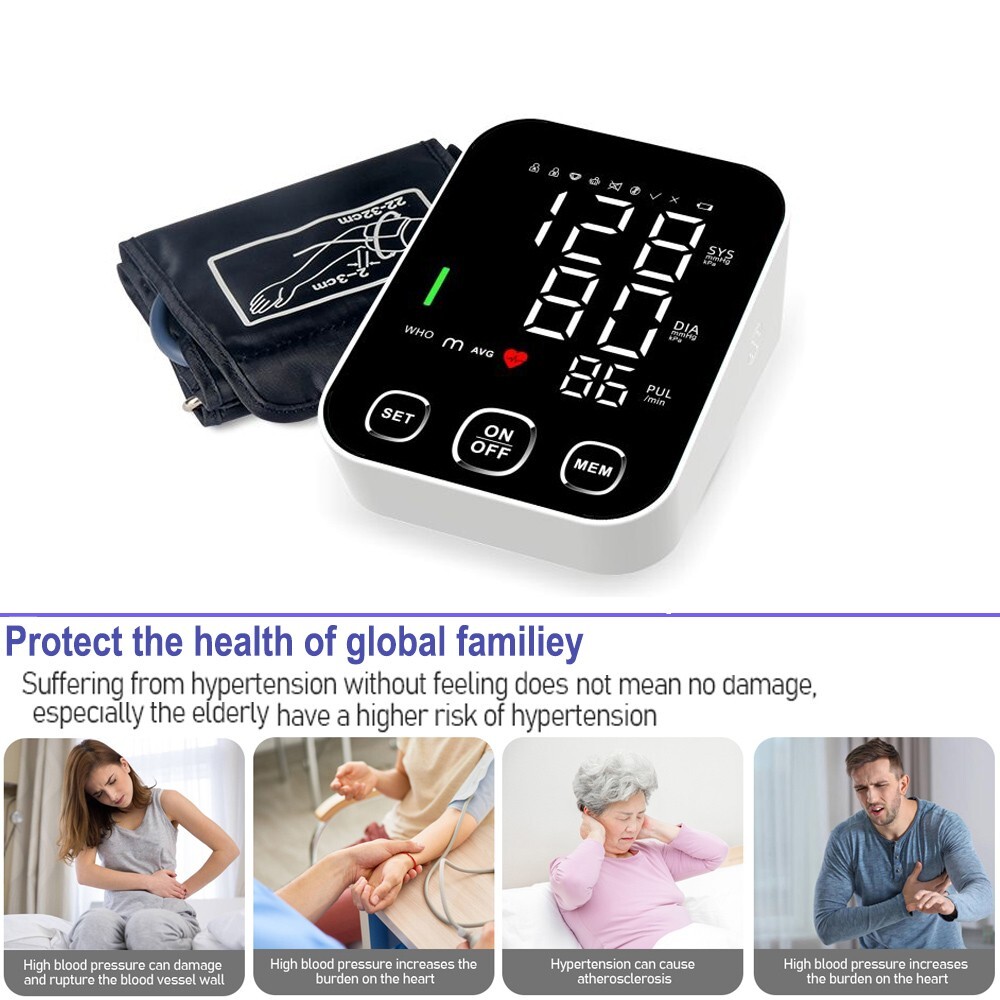 Portable Intelligent Electronic Digital Blood Pressure Monitor with Cuff Length