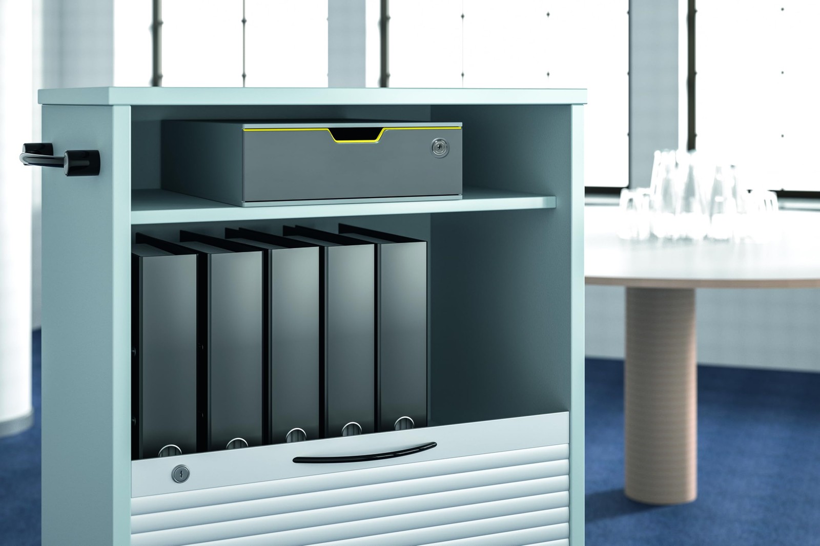Durable Varicolor Lockable Drawer Unit - Gray Desktop Drawer Set with 1 XL Co