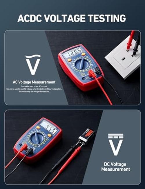 Digital Multimeter Tester 2000 Counts with DC AC Voltmeter and Ohm Volt Blue