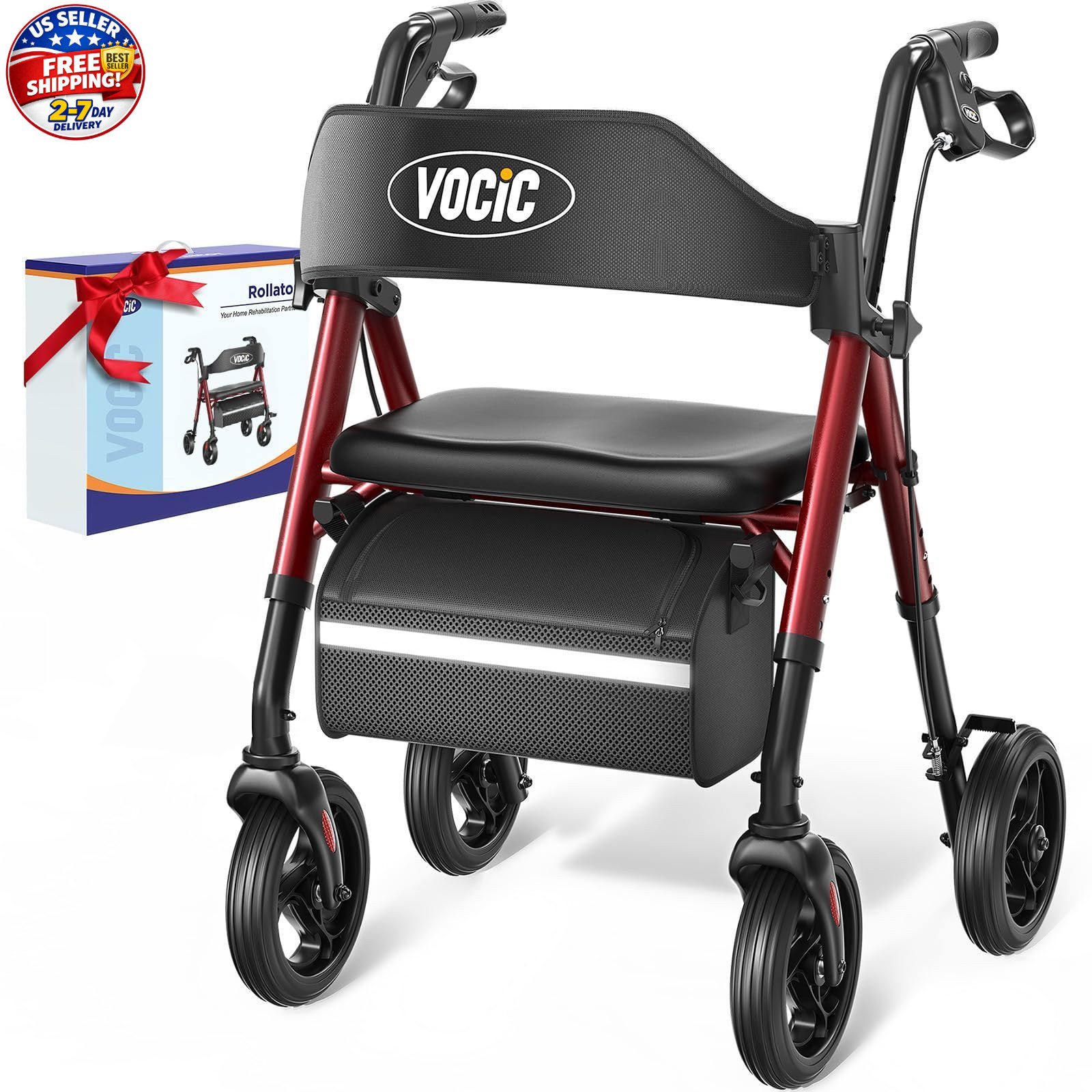 Walkers for Seniors, Z21 Rollator Walker with Seat Supports 350lb, 8" Big Wheels