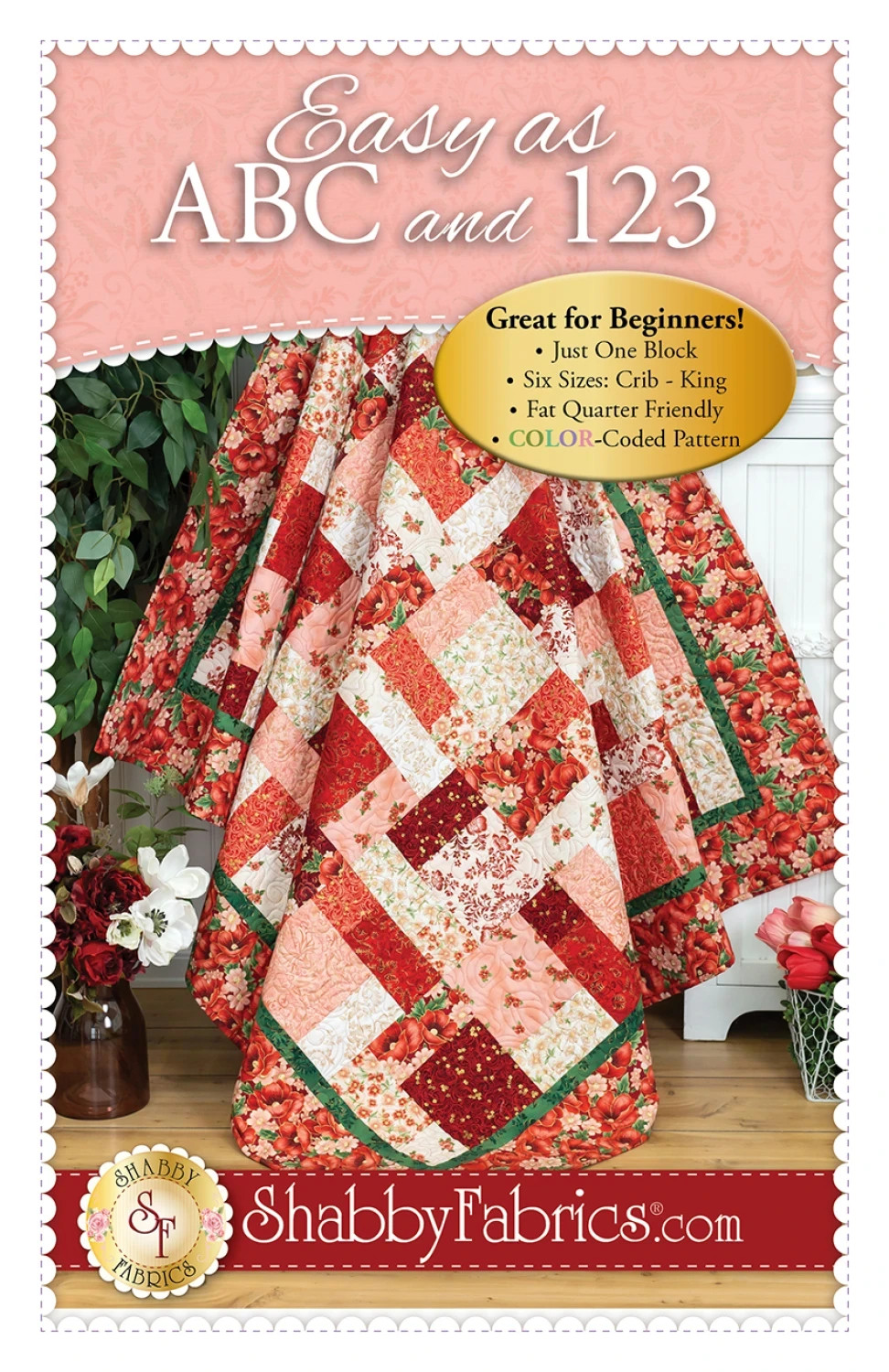 Shabby Fabrics EASY AS ABC AND 123 Quilt Pattern in 6 Size Options