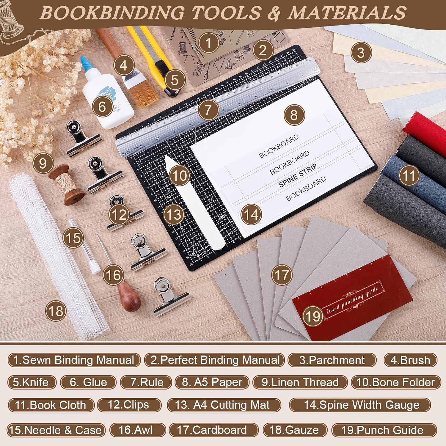 145Pcs Book Binding Kits for Beginners,Complete Bookbinding Kit Tools Materials