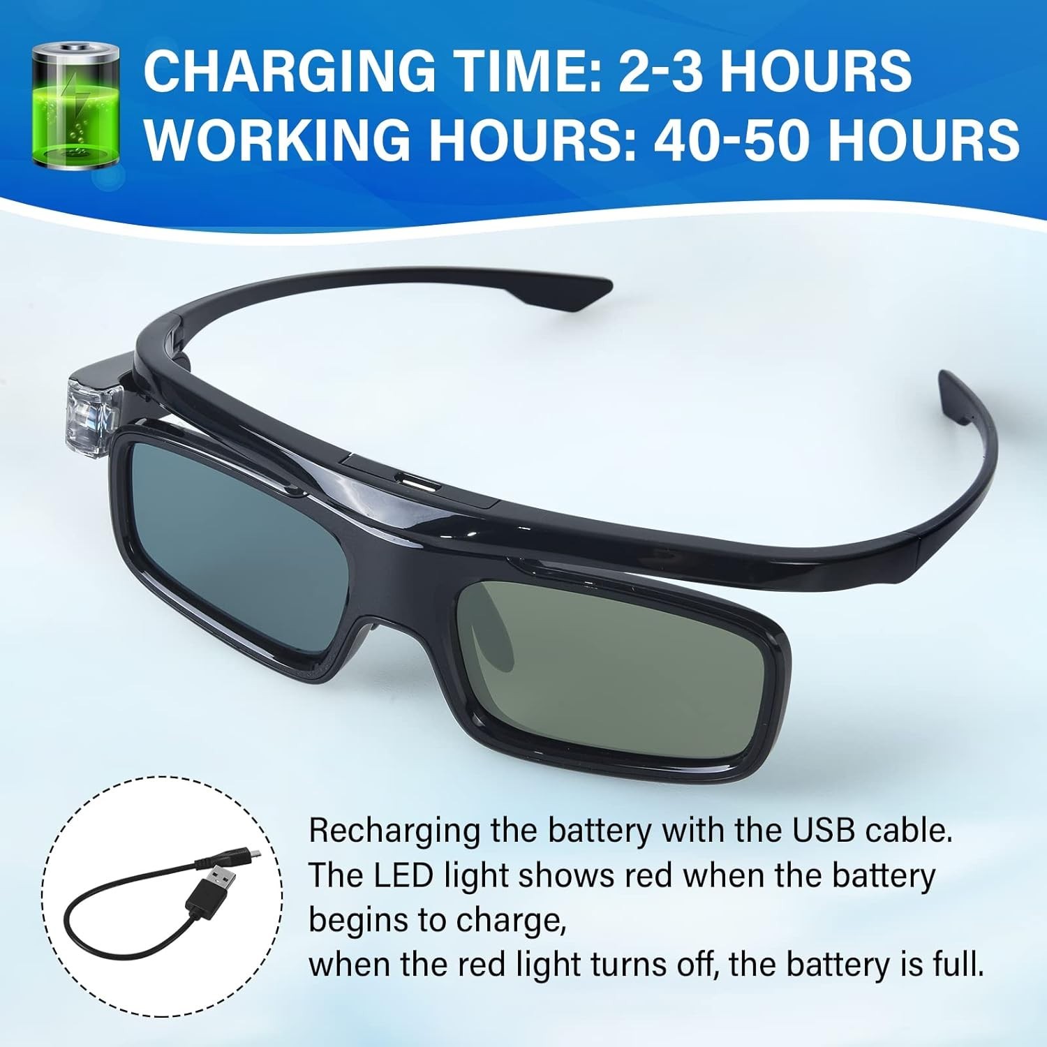 Active Shutter Rechargeable 3D Glasses - HD Experience#