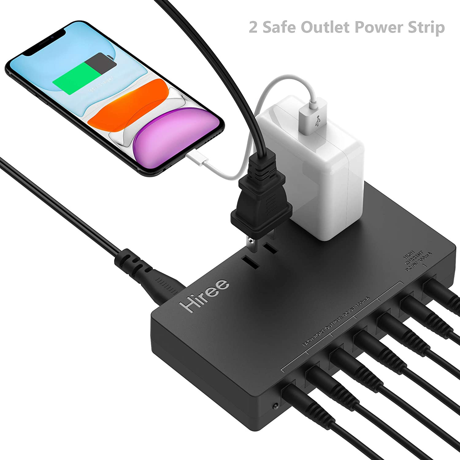 Guitar Pedal Power Supply 7 DC Output for 9V Effect Pedal Board with 2 AC Outlet