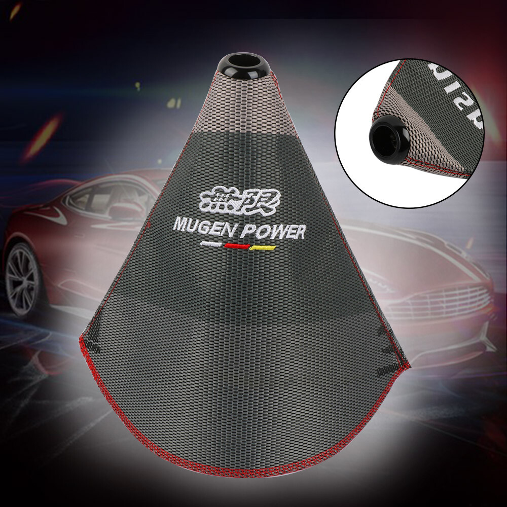 MUGEN shift knob Shifter Boot Cover MT/AT w/ Red Stitches Fabric Gradation