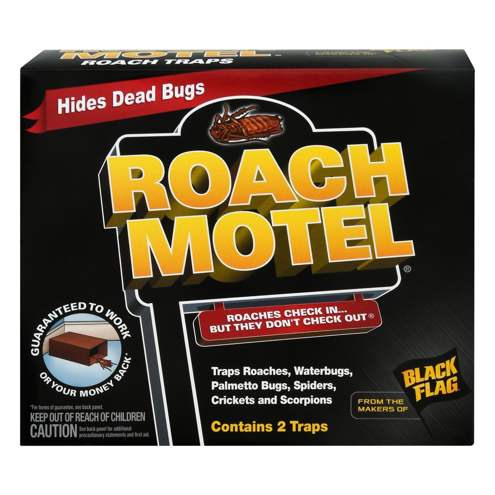 2 Black Flag Roach Motels Cockroach Bug Killer bait Glue Trap Spider Motel