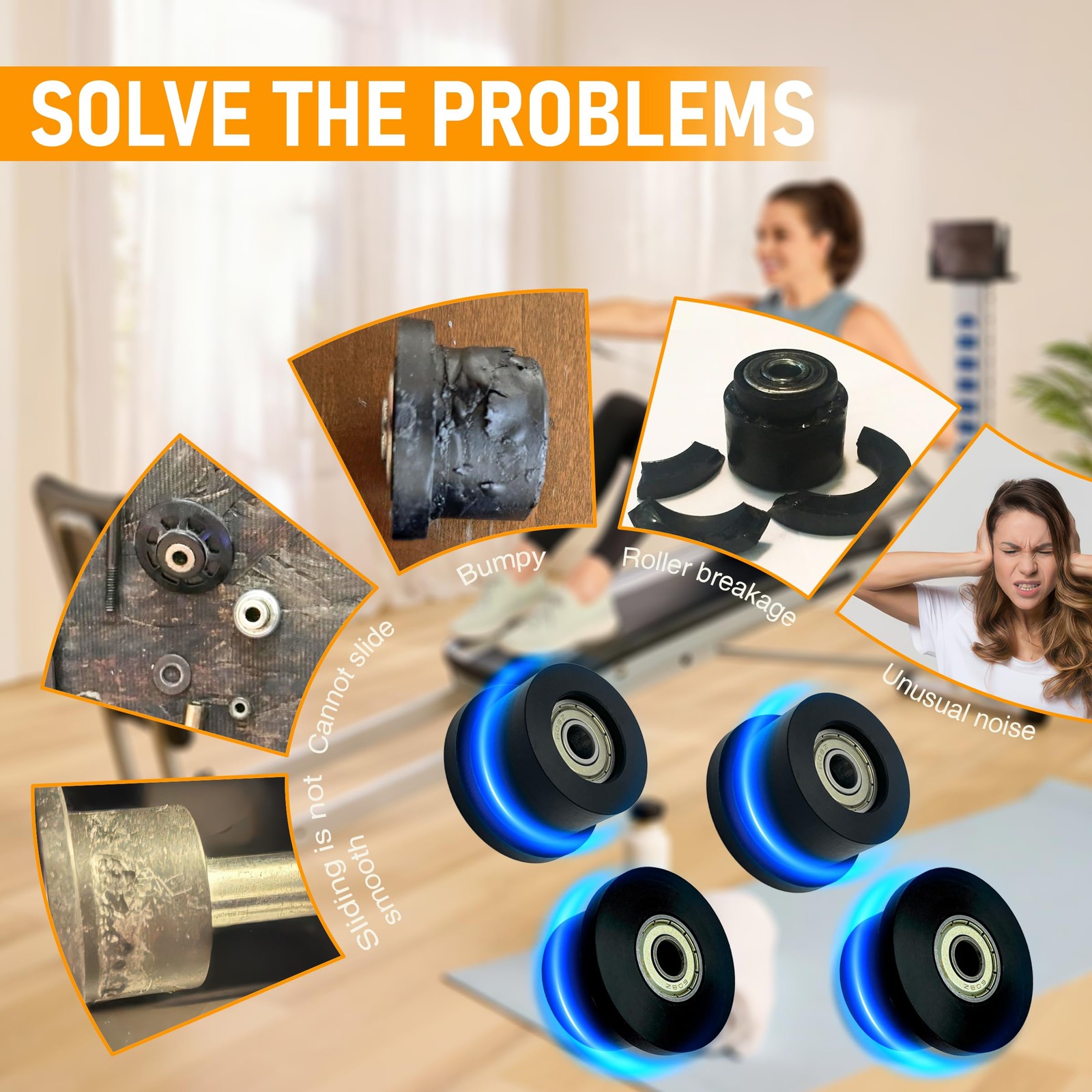 Upgraded Machined Wheels/Rollers Compatible with Total Gym,Replacement Parts