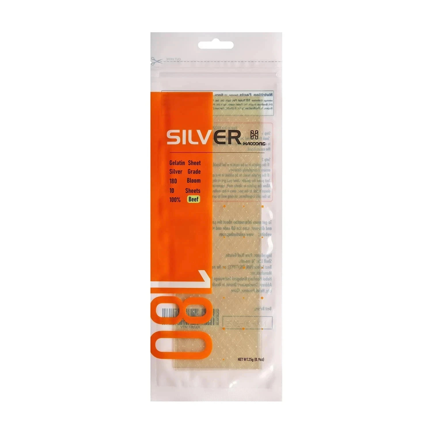 Silver Gelatin Sheets - 180 Bloom Beef Leaf Gelatin for Baking and Cooking, Dess