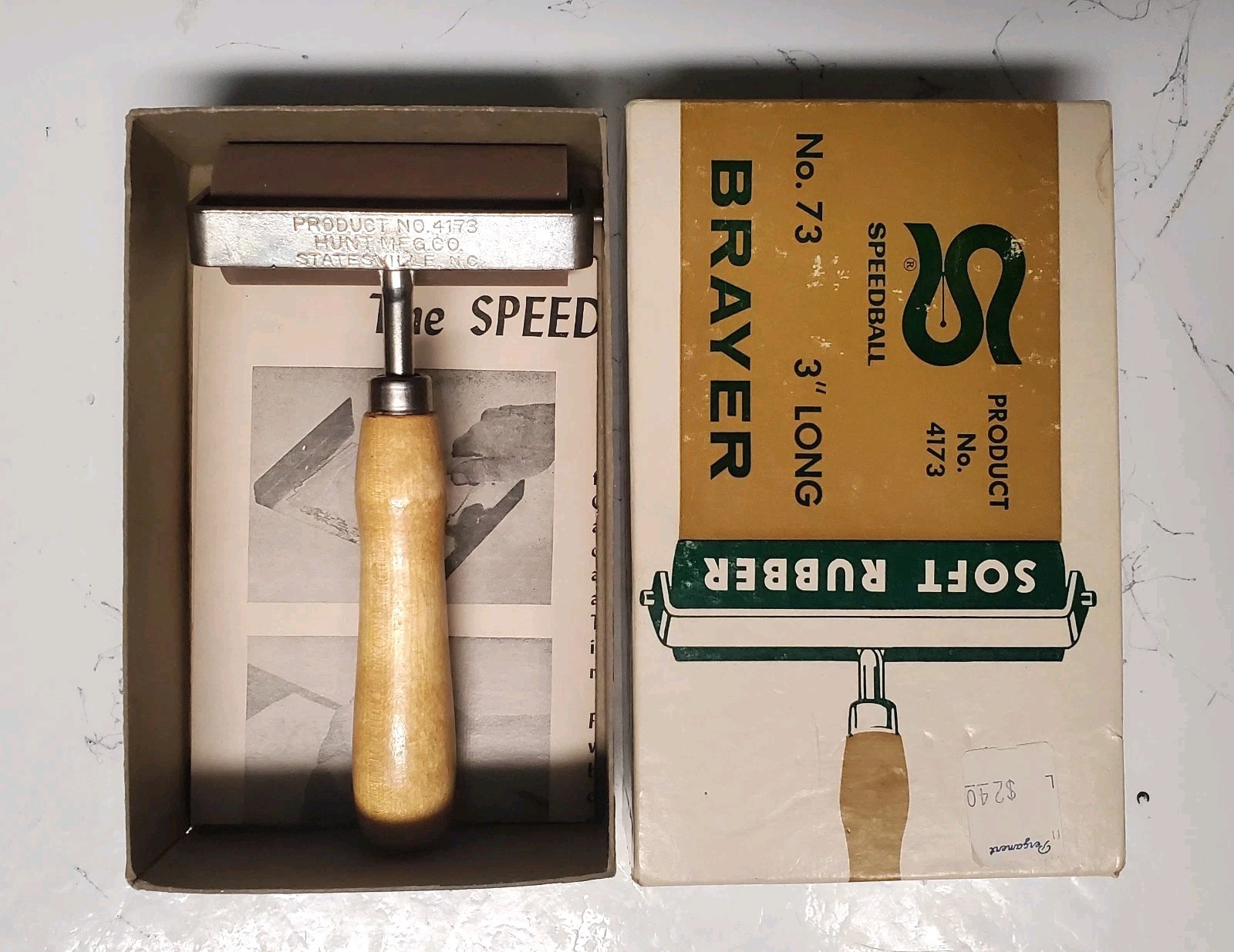 VTG 1960s Speedball Hunt Mfg Soft Rubber Brayer 4173 No 73 3" Printmaking Roller