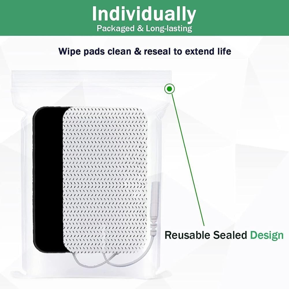 Reusable 2x4" TENS Unit Electrode Pads - 24 Large Self-Stick Rectangular Electro