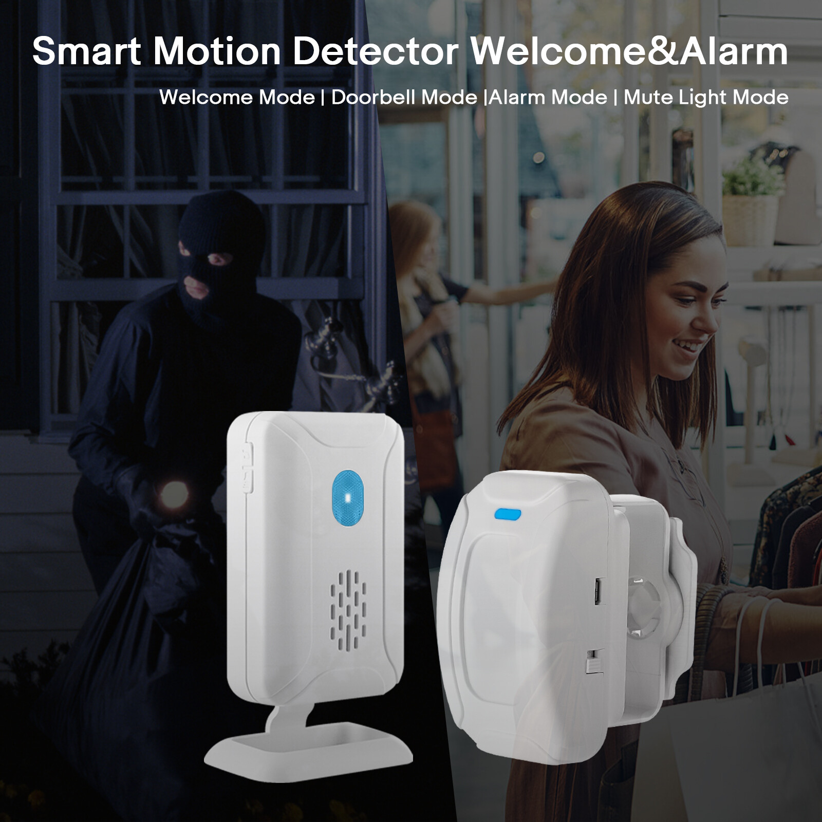 Wireless Home Shop Security Welcome Alarm PIR Motion Sensor with Remote Control