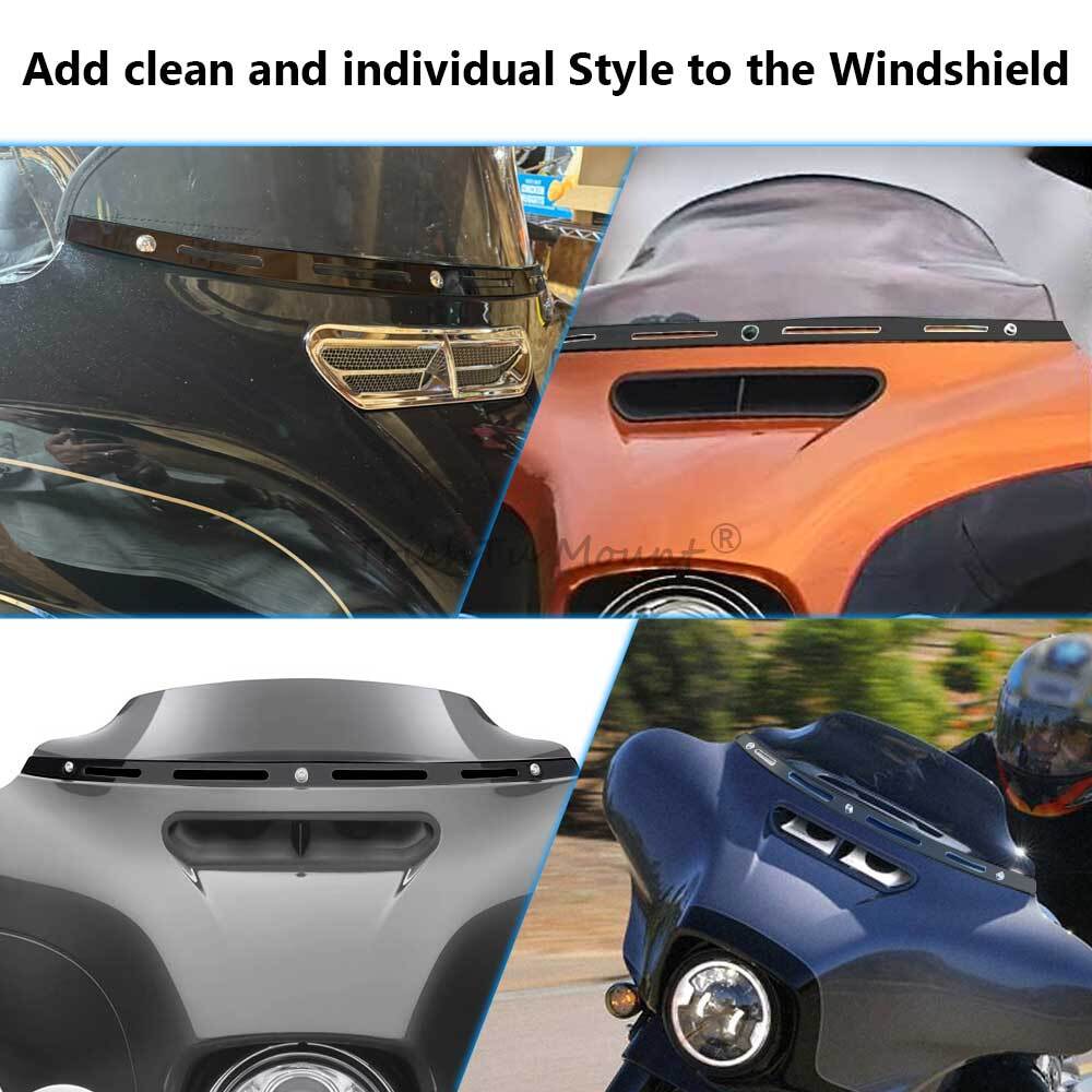 Black 4 Slot Fairing Windshield Trim for Harley Street Glide Special FLHXS 14-23