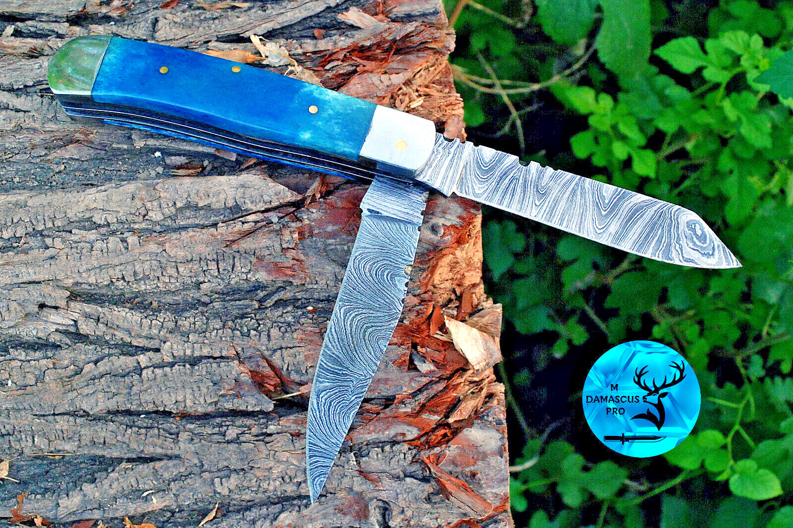 CUSTOM HANDMADE FORGED DAMASCUS STEEL TRAPPER FOLDING POCKET KNIFE EDC 692