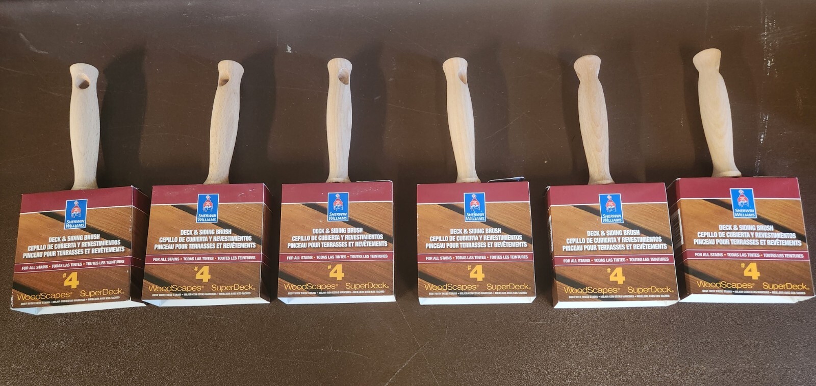 Lot of 6 Sherwin Williams Staining Brush Deck and Siding Brush Woodscapes 4" NEW