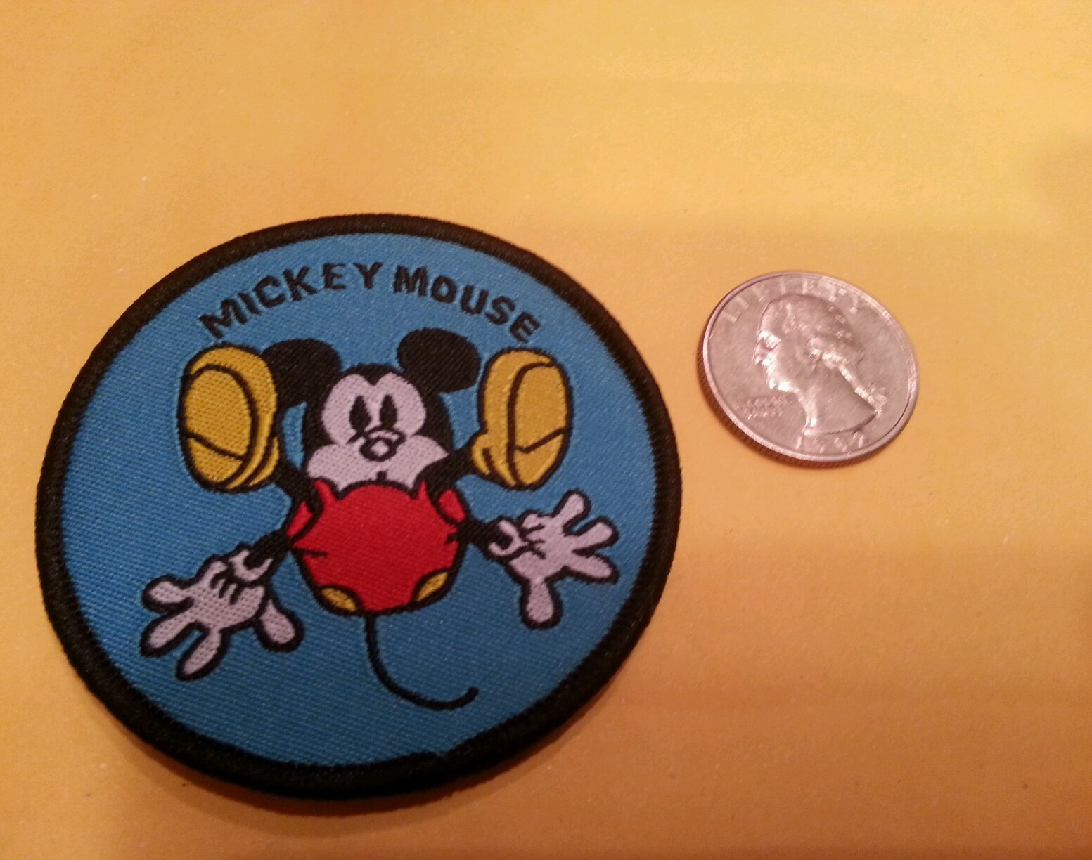 MICKEY Mouse falling iron on patch mint never used 2.5" x 2.5"