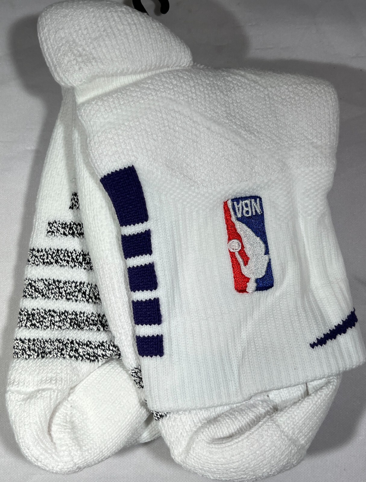 Nike NBA Authentics Ankle Socks - White/Purple- PSK656-111 - CHOOSE SIZE!