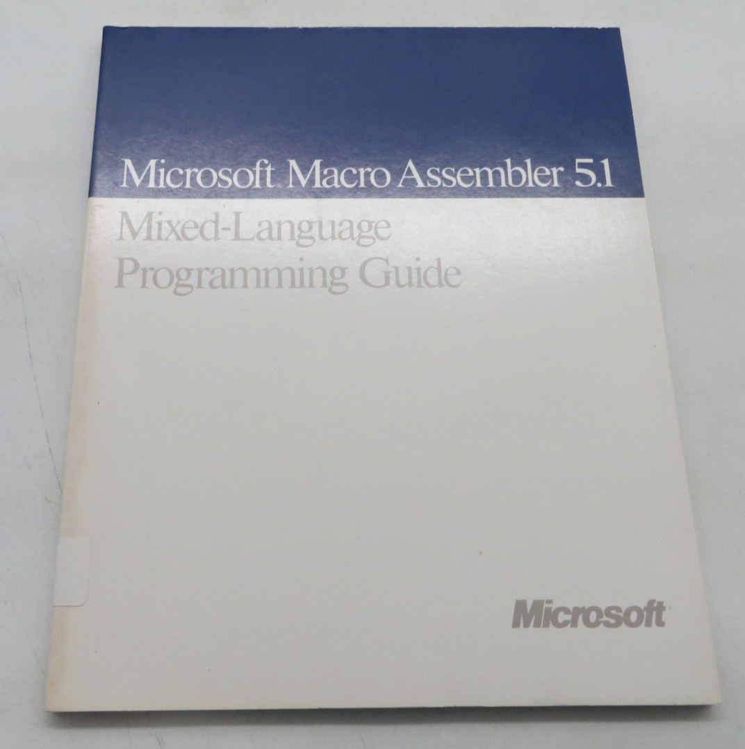 Microsoft Macro Assembler 5.1 Mixed Language Programming Guide 1987 Book