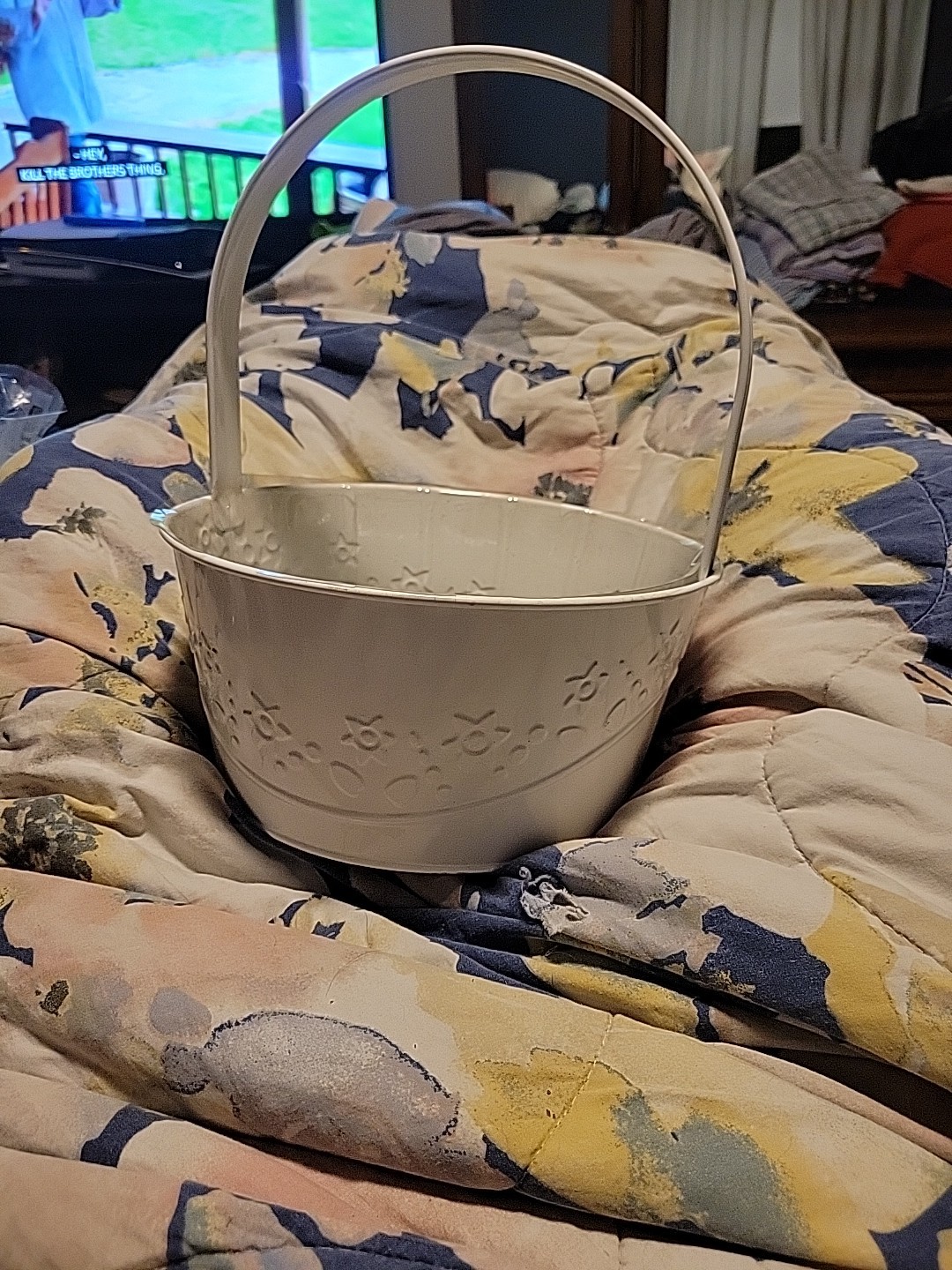 Metal Basket With Beads And Miscellaneous Other