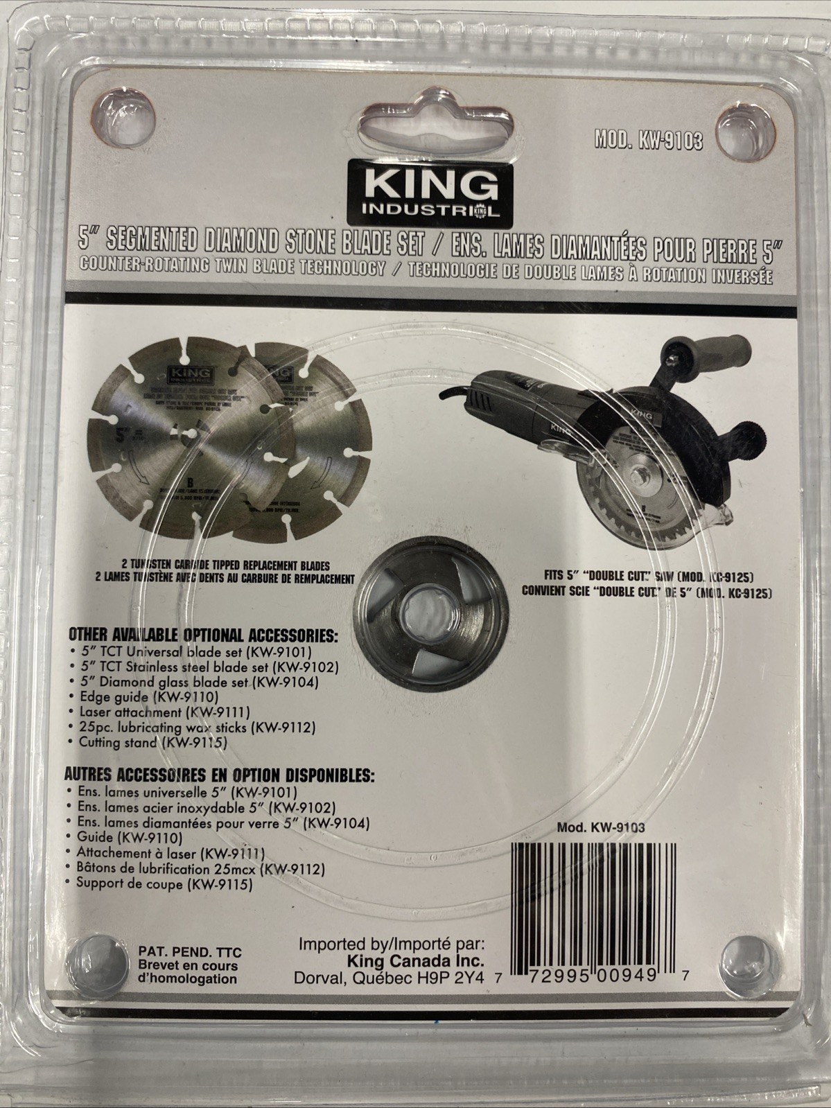 King Canada KW9103 5” Segmented Diamond Blade Set Stone Masonry Cutting NOS