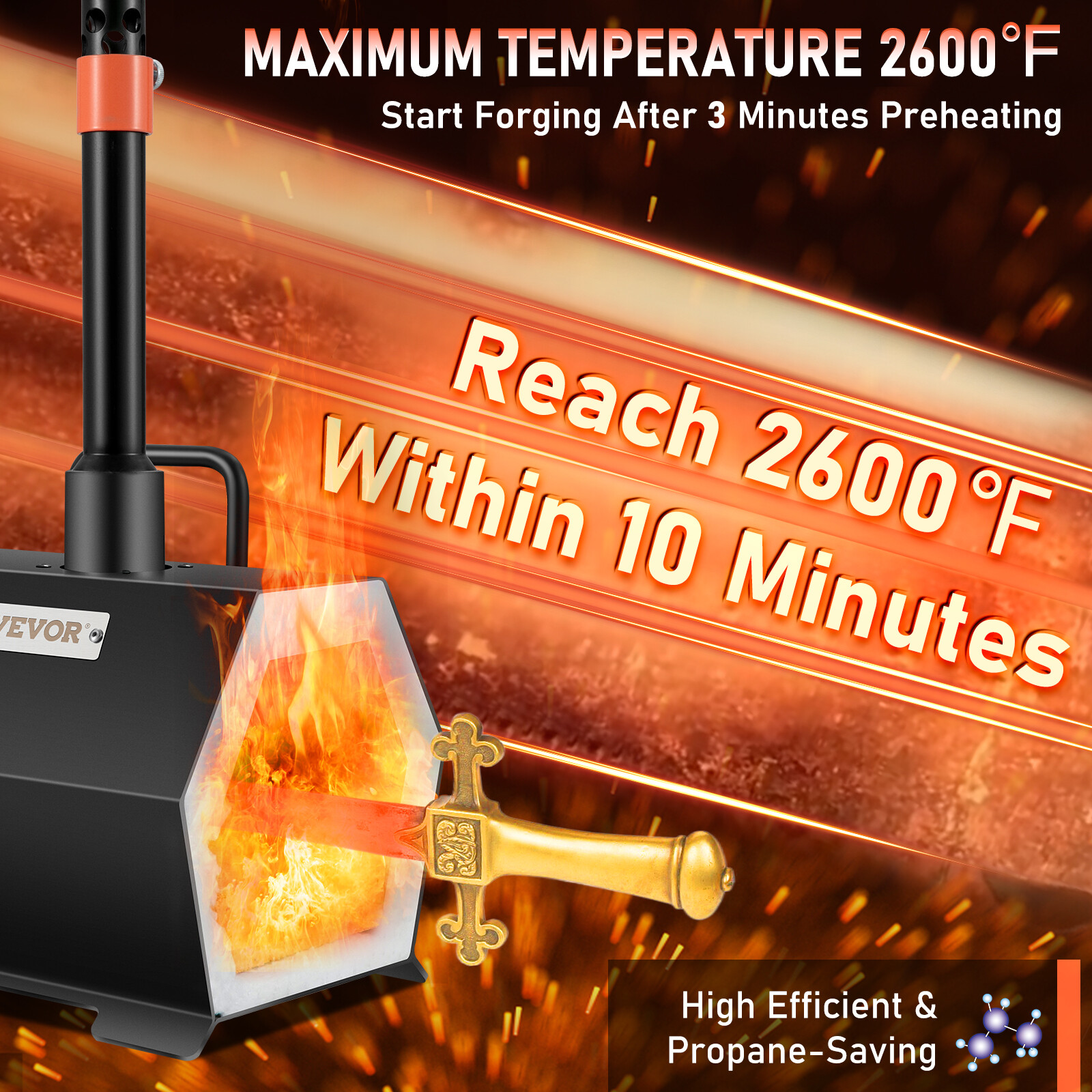 VEVOR 1b Gas Propane Forge Furnace Burner Blacksmith Farrier Knife Metal Forging