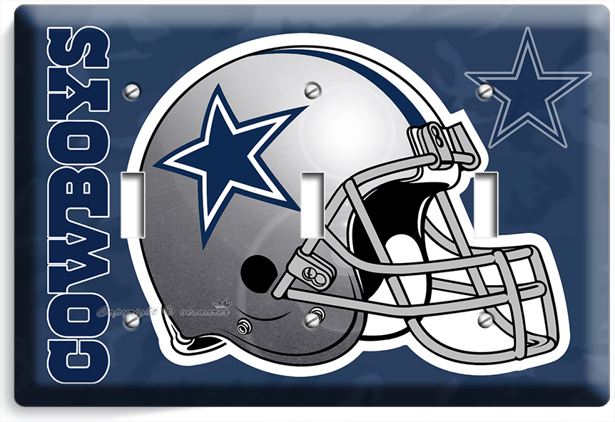 DALLAS COWBOYS FOOTBALL TEAM 3 GANG LIGHT SWITCH WALL PLATE SPORT ROOM ART DECOR