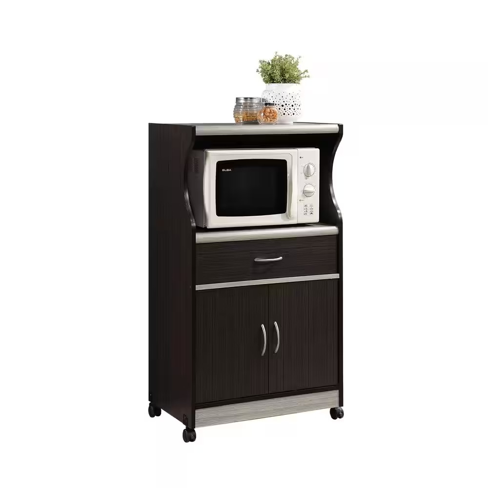 Grey Microwave Cart with Storage