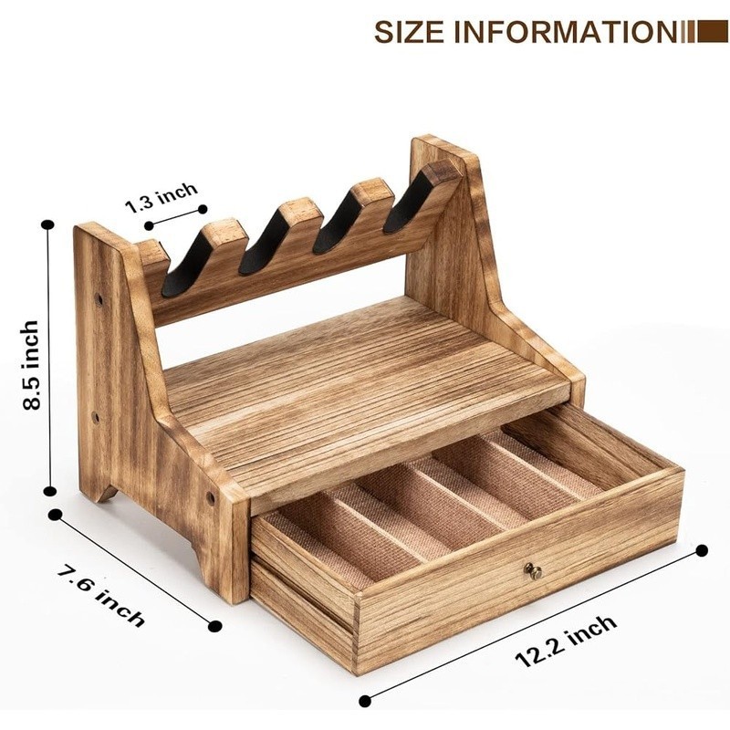 Pistol Organizer Rack Solid Wood Handgun Storage Carpeted Drawer Easy Install US