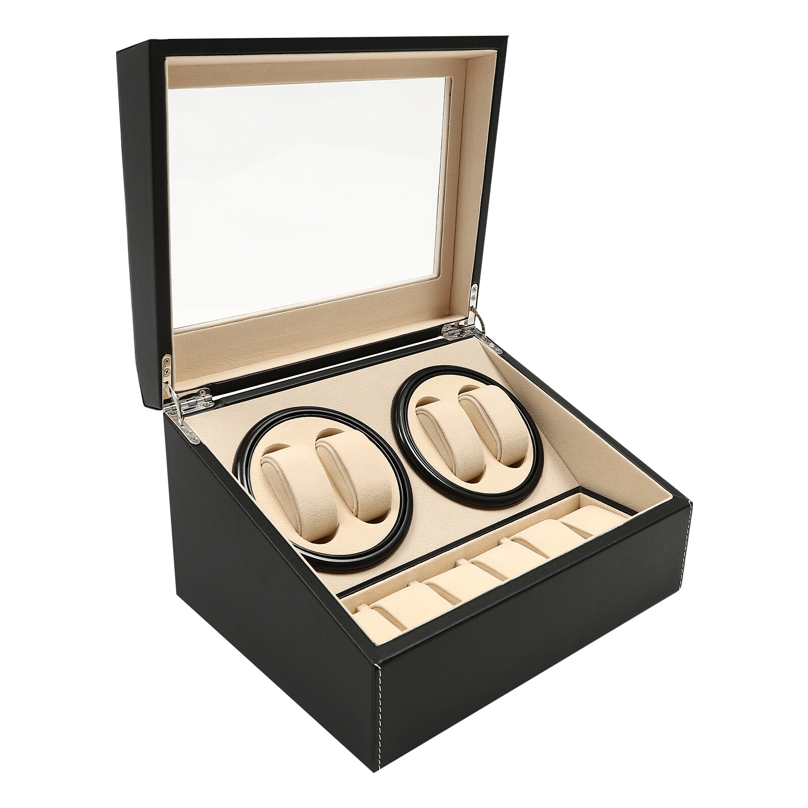 4+6 Luxury Automatic Rotation Watch Winder Leather Storage Case Display Box Gift