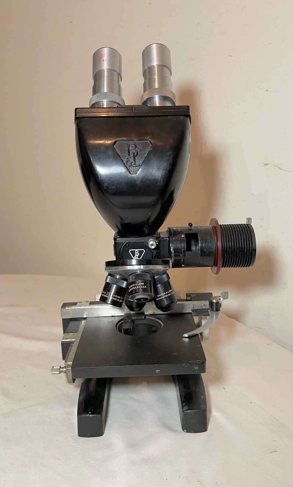 vintage original Bausch & lomb August Waeldon balplan binocular iron microscope