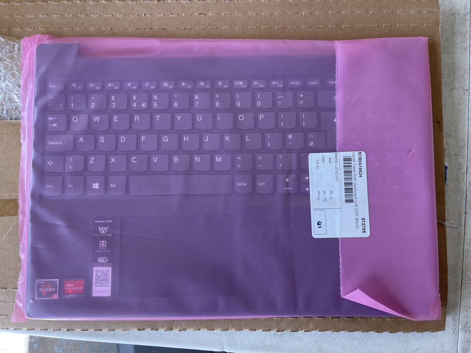 5CB0S16624 - Upper Case With Keyboard (UK GGT Black)