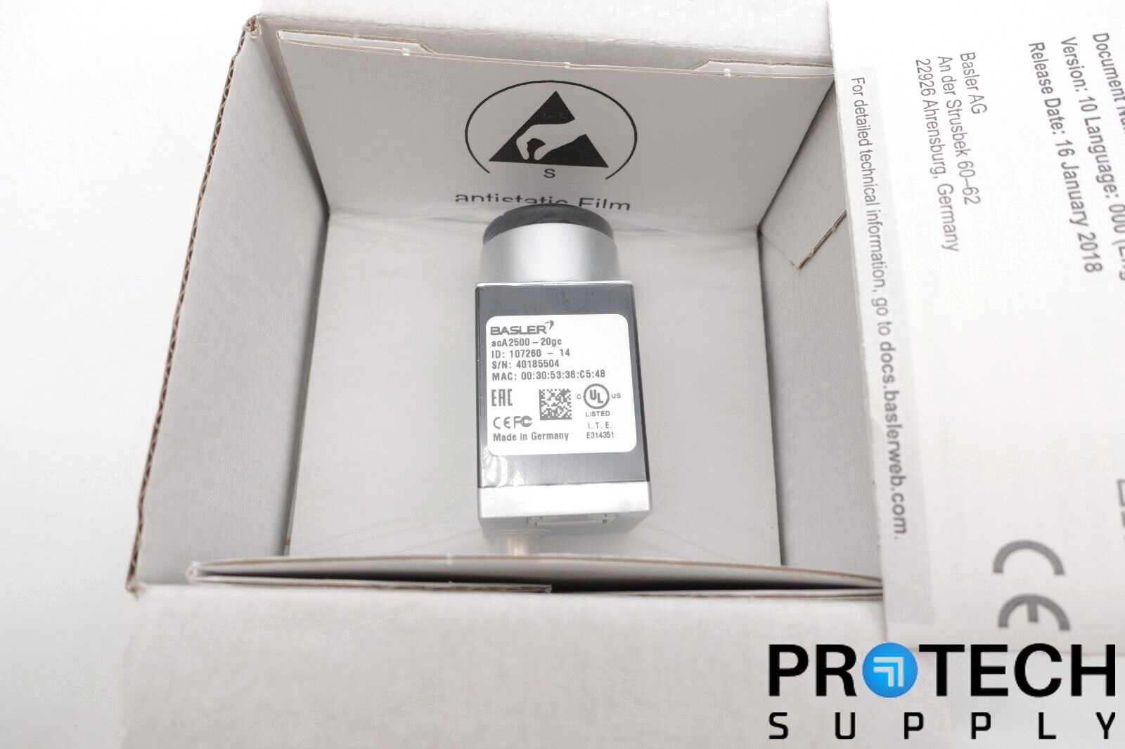 Basler acA2500-20gc Color GigE Camera NEW with WARRANTY SEALED