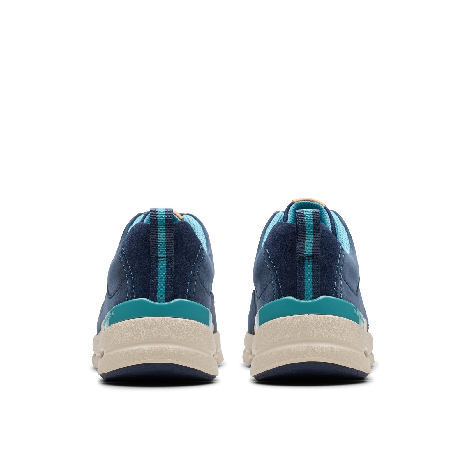 Clarks Womens NatureX Tie WP Blue Leather Active Sneakers Shoes