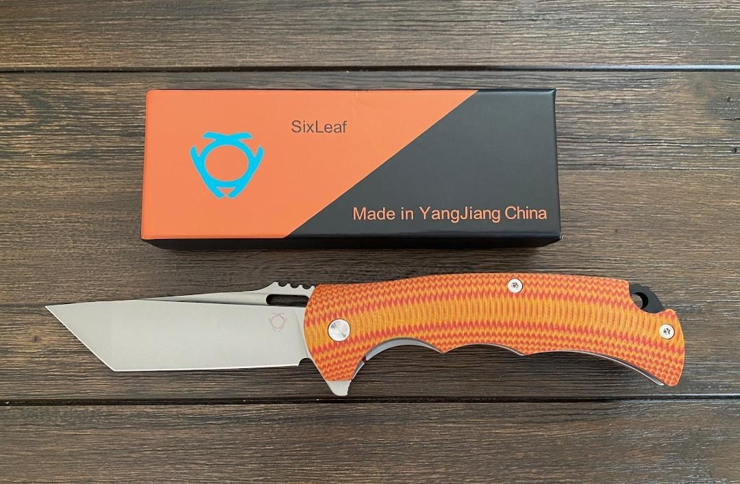 SixLeaf SL-01-Orange VG-10 Blade Aggressive G10 Handle Tool Knife EDC