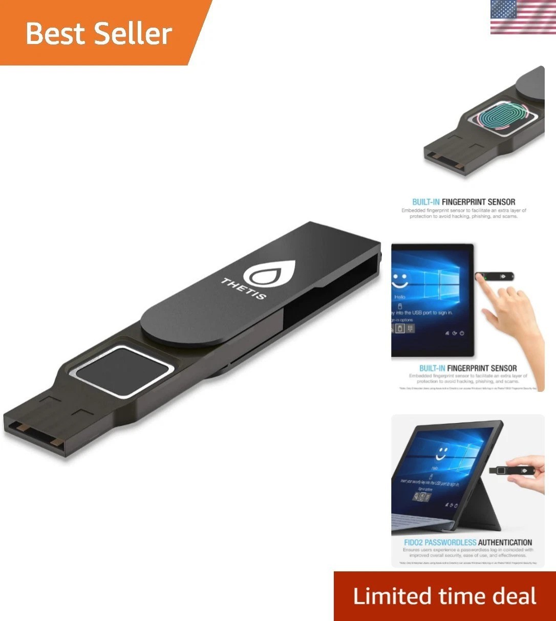 Portable FIDO2 Security Key with Fingerprint Sensor - Ultimate Online Protection