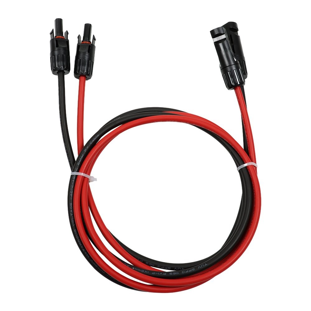 1 Pair 5ft 10AWG Black + Red Solar Panel Extension Cable Wire Connector