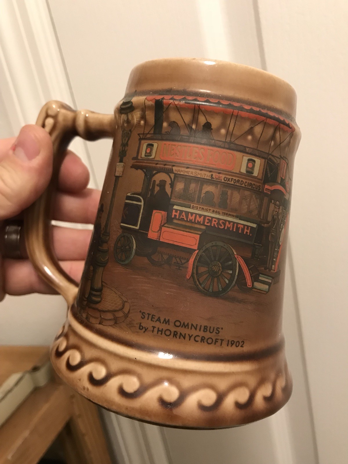 McCoy Ovenproof Mug Stein Steam Omnibus Thornycroft 1902 Beer