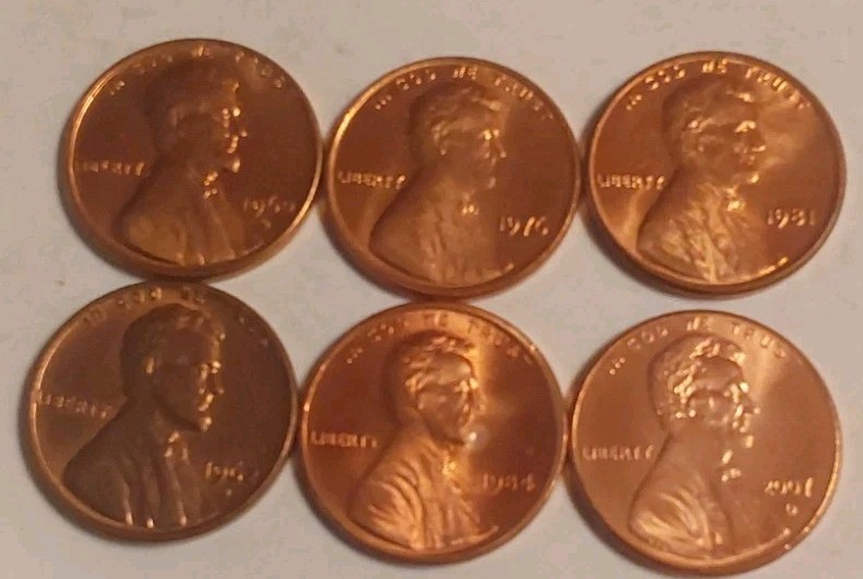 6 Lincoln Memorial Cents Uncirculated Red Different Dates Free Post Tracking