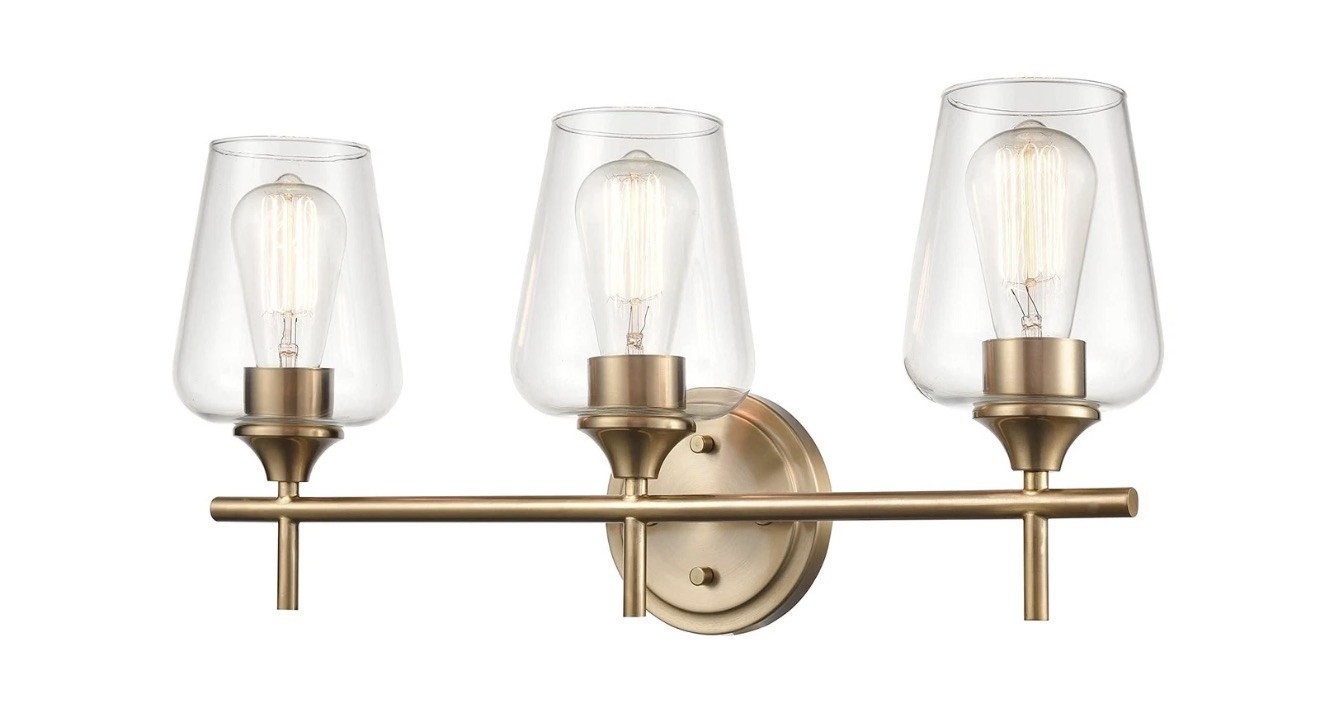Millennium Ashford 3 Light 10.25" Vanity, Modern Gold/Clear - 9703-MG