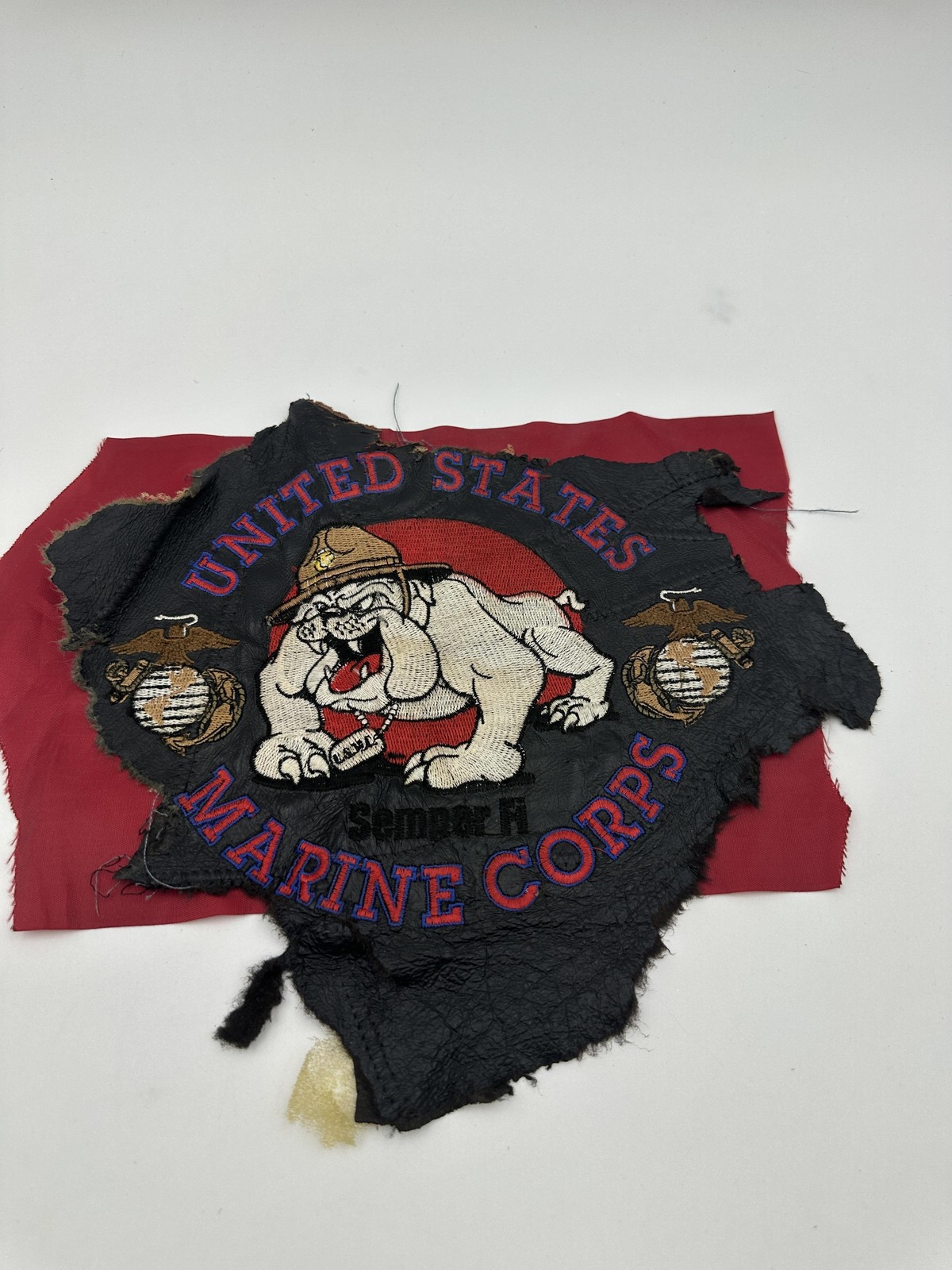 USMC United States Marine Corps Bulldog Jacket Back Patch Semper Fi Black Red