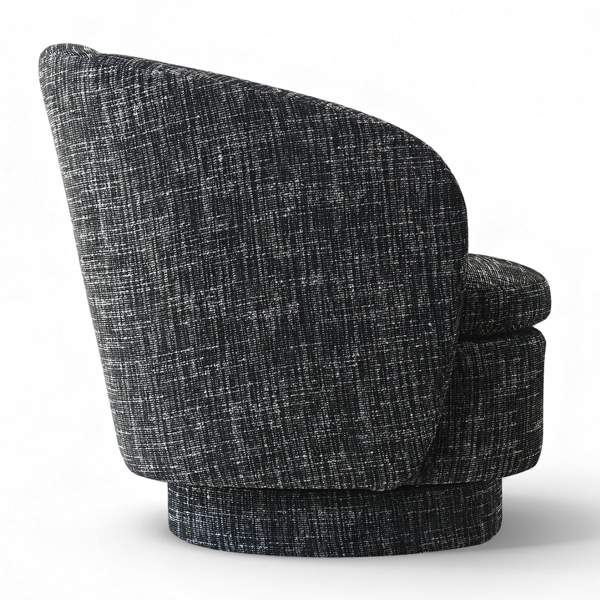 Set of 2 Dark Gray Textured Fabric 360?? Swivel Barrel Accent Chairs Round Base