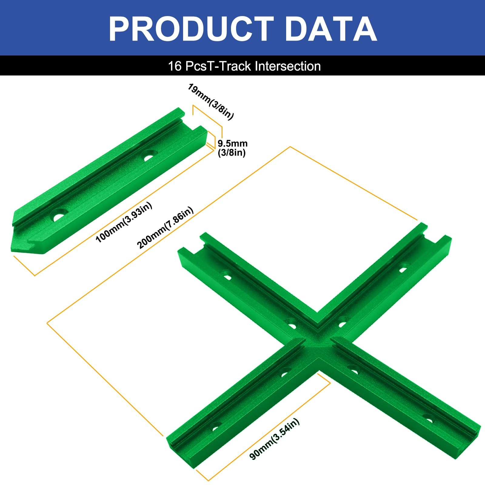 16 PCS Green TTrack Intersection DoubleCut Jig Profile Universal Woodworking
