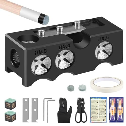 11-in-1 Billiards Pool Cue Tips Shaper, Pool Cue Tips Replacement Kit,