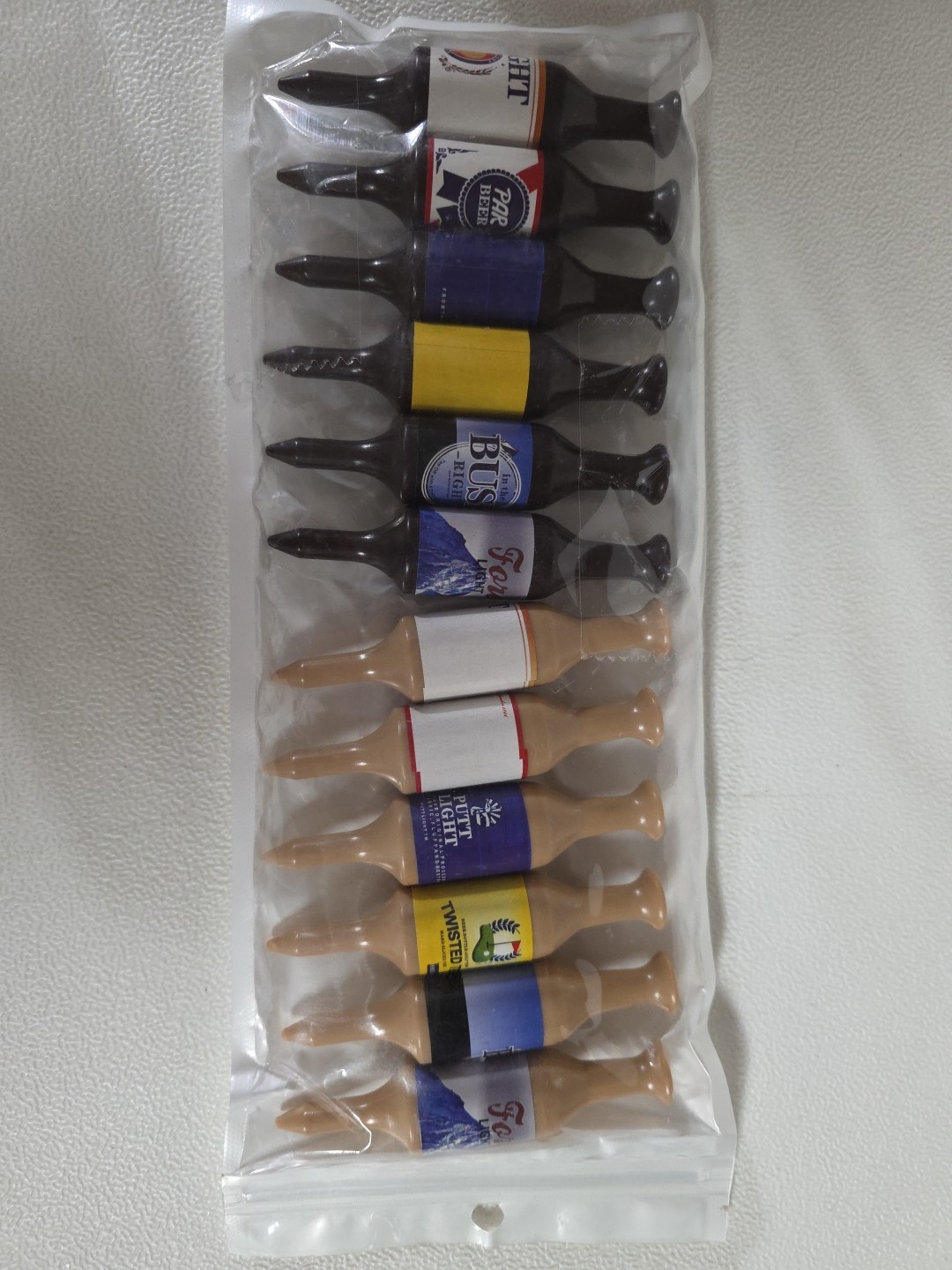 New Golf Tees Beer Bottle 12 Pack Tees Various Beer Brands6 Brown 6 Tan Oversize