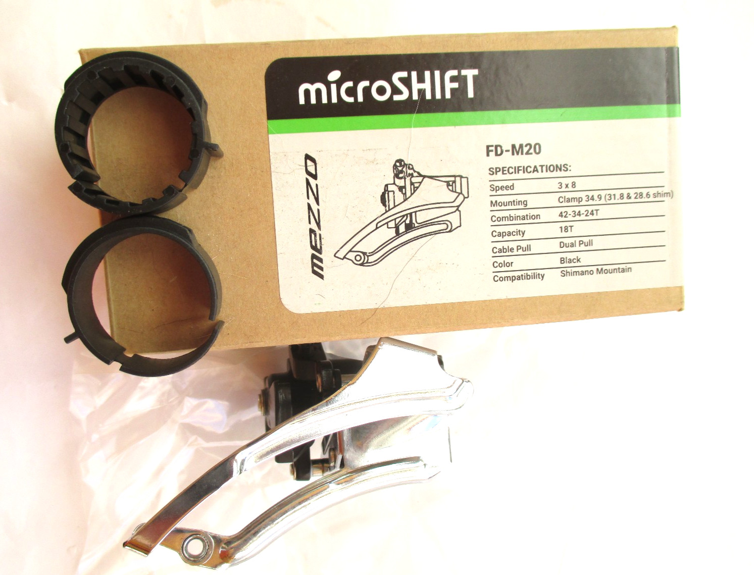 New microSHIFT mezzo Front Derailleur FD-M20. 3 x 8 Speed 8-Speed Triple. Bike