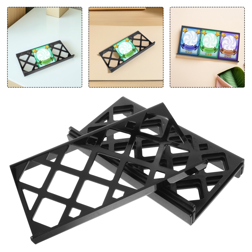 4Pcs Stackable Black Acrylic Card Display Riser for Trade Show and Conventions