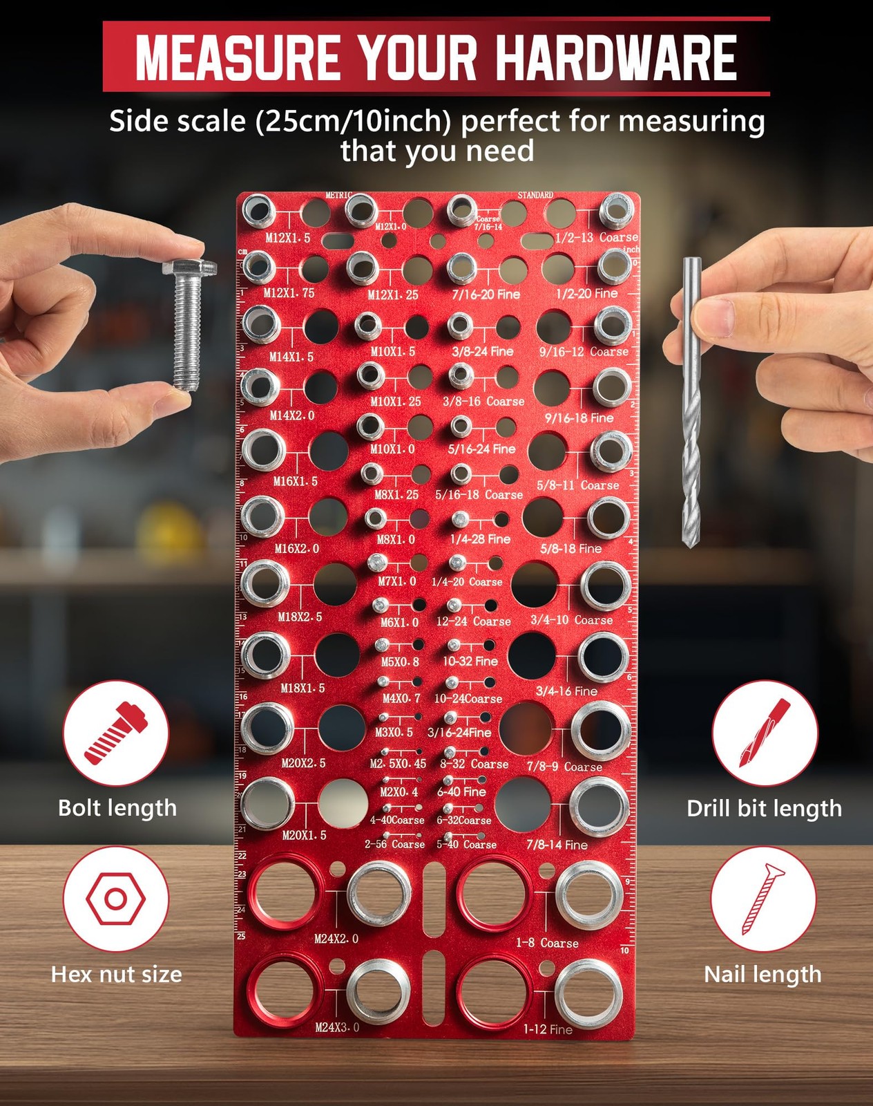 Thread Checker 56 Size Bolt Nut Gauge SAE Metric Thread Identifier Tool