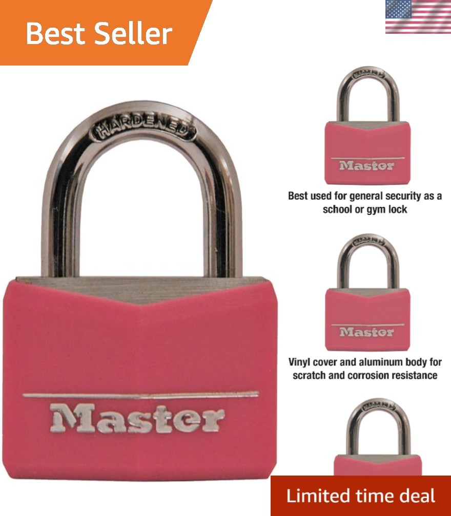 1-9/16 Inch Resettable Pink Padlock with Steel Shackle - Ultimate Protection