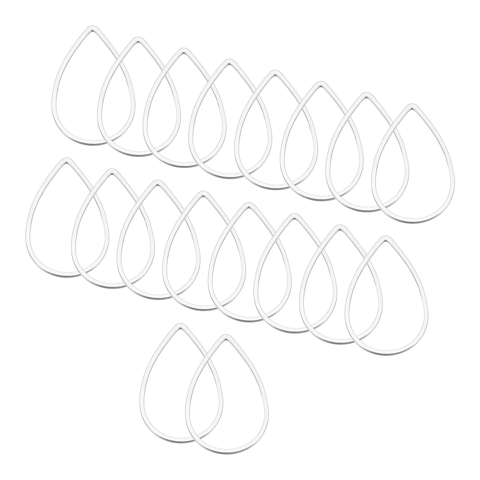 30pcs Earrings Beading Hoop 0.9"x0.6" Teardrop Finding Ring Silver
